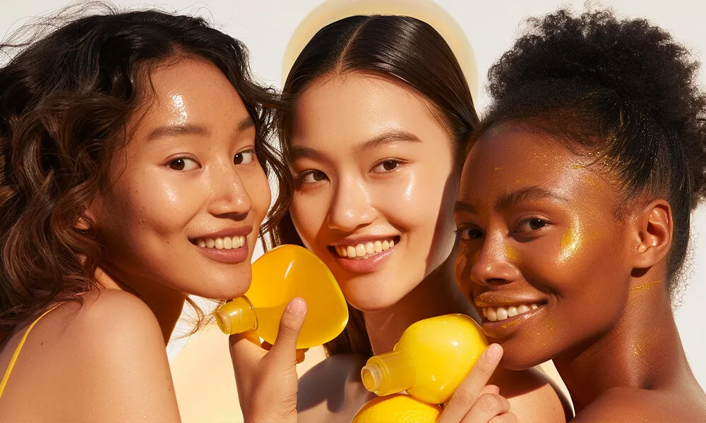 使用维生素 C 的快乐女性