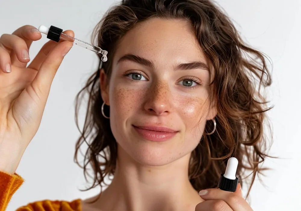 手持精华液的女性