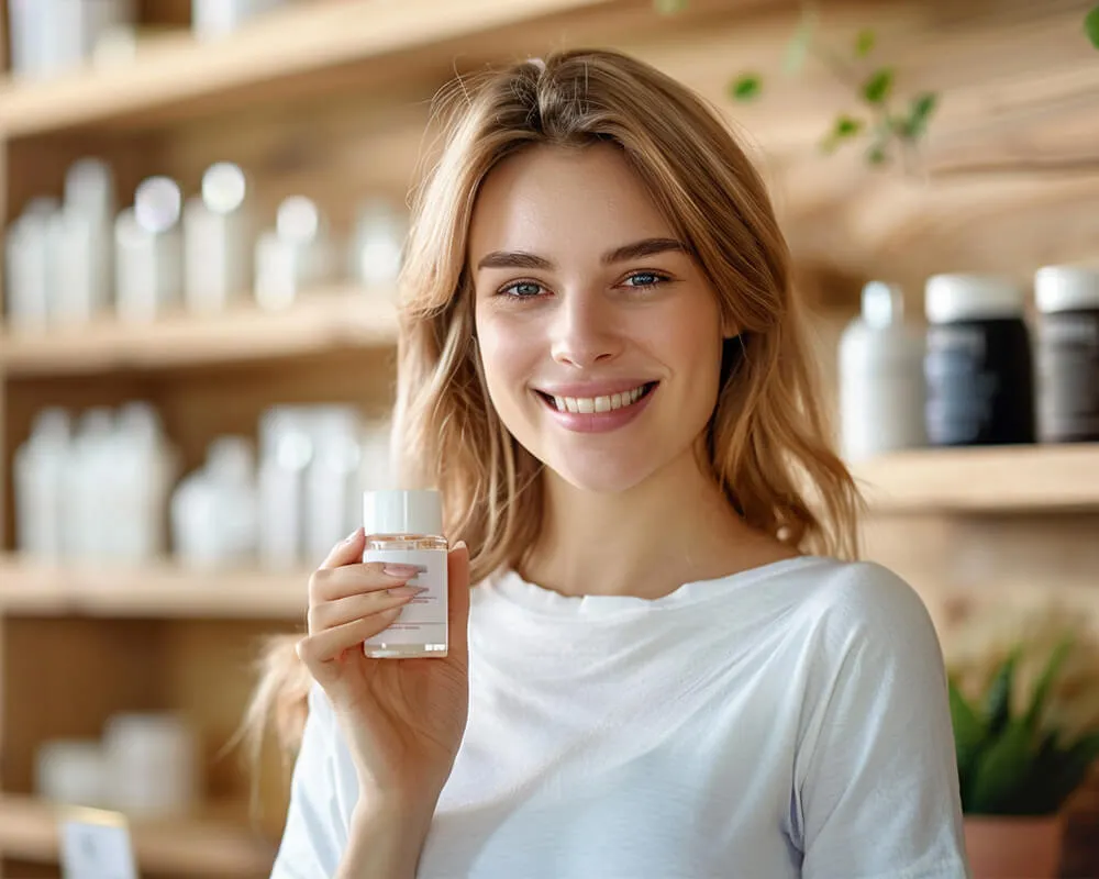 拥有自有品牌护肤产品的快乐女性