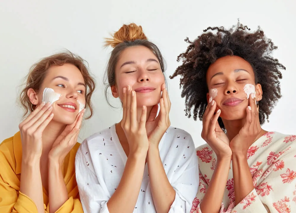 拥有定制配方护肤产品的快乐女性