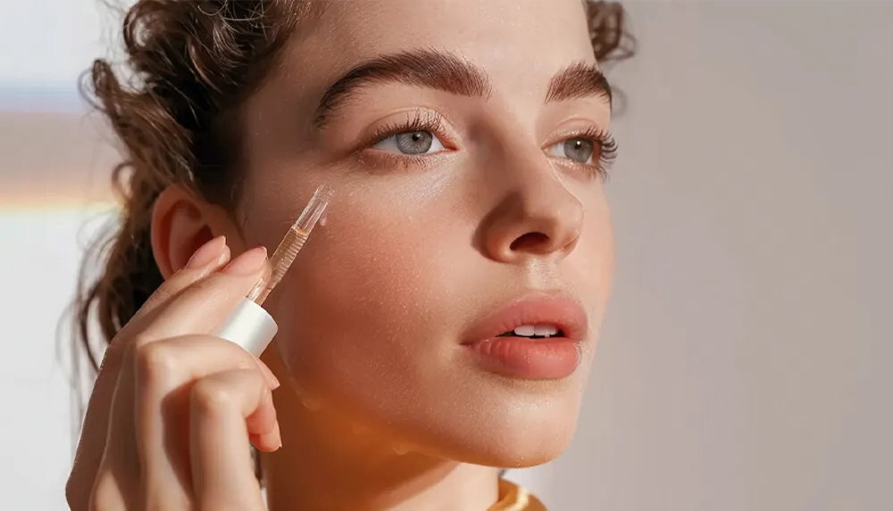 女性涂抹精华液