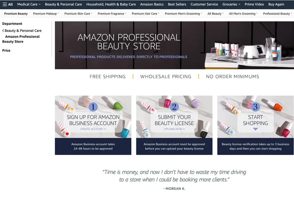 亚马逊专业美容类别