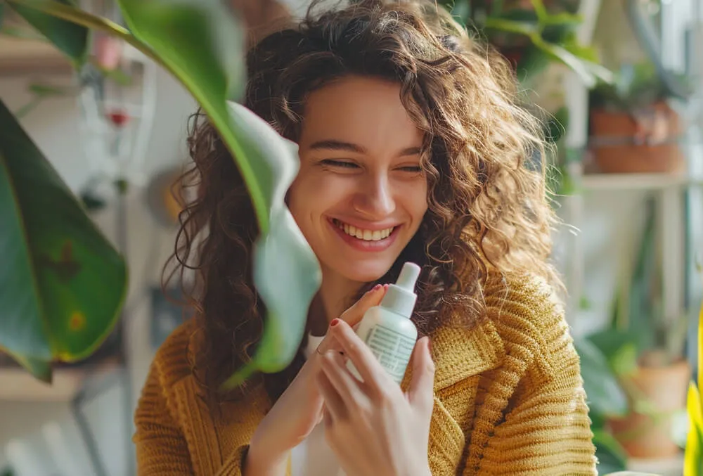 手持产品的快乐女性