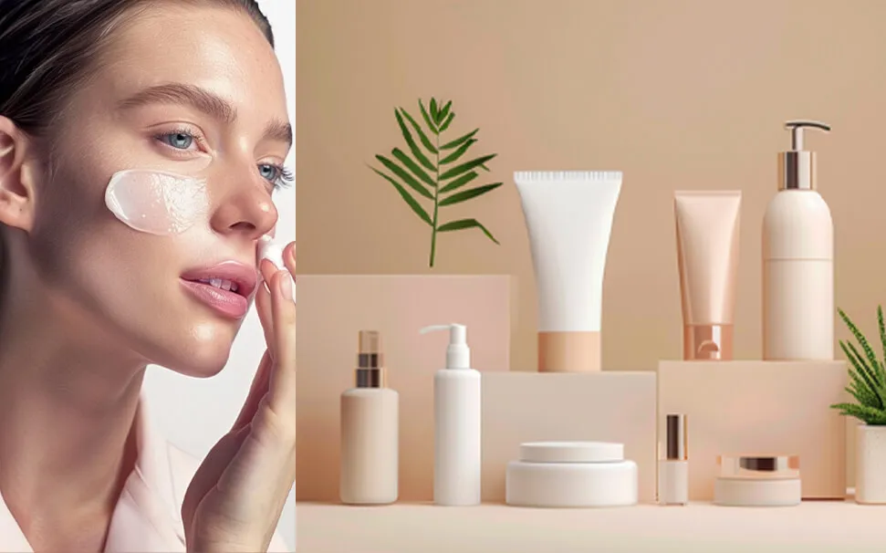 快乐的女性与护肤系列