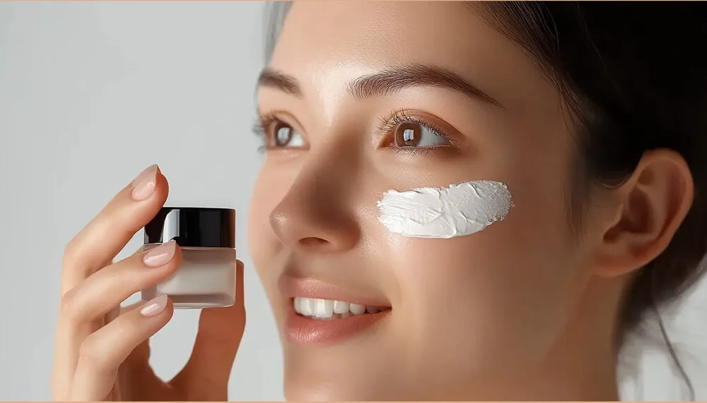 使用护肤品的女性