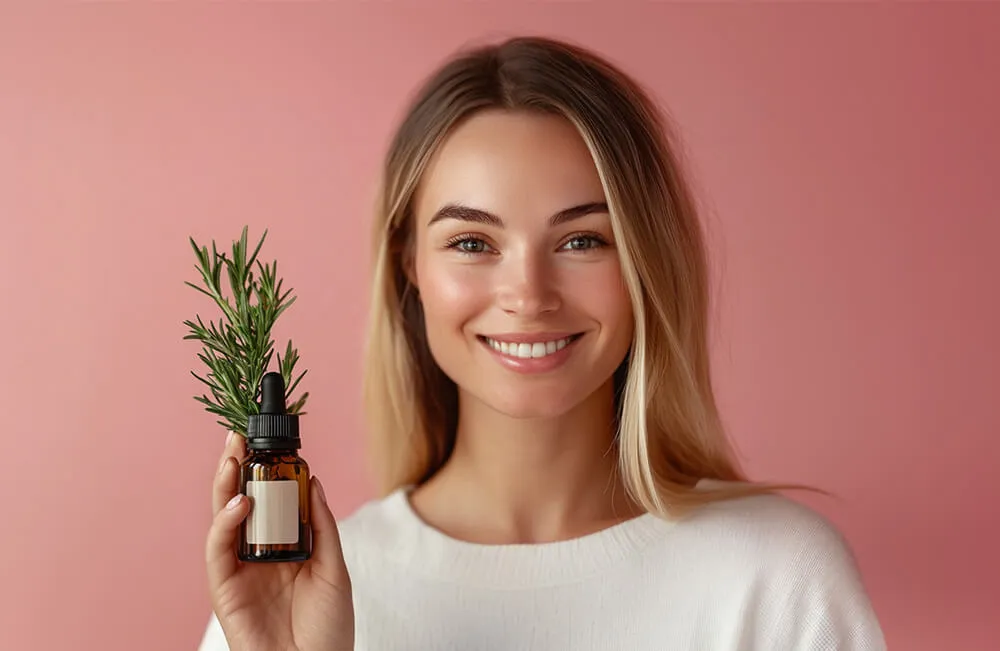 拿着产品的快乐女性