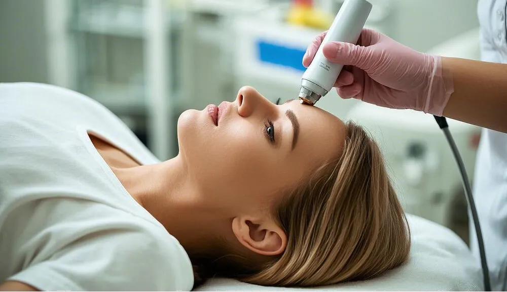 接受微针疗法的快乐女性